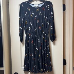 French Grey Black Patterned Women's Dress